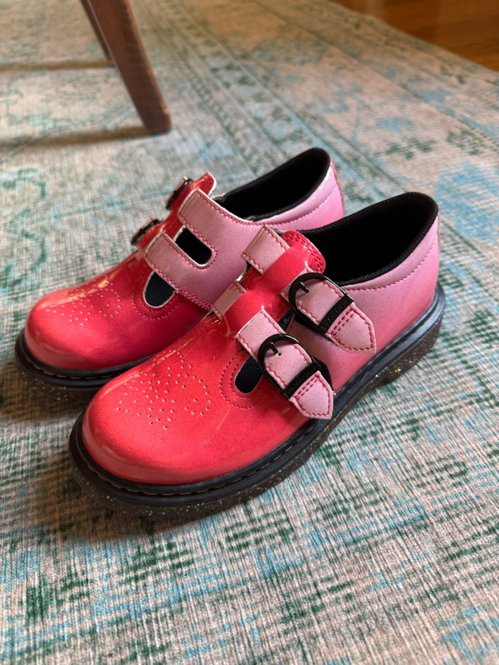 Dr. Martens Girls' Pink Ombre Double-Buckle Mary Jane Shoes